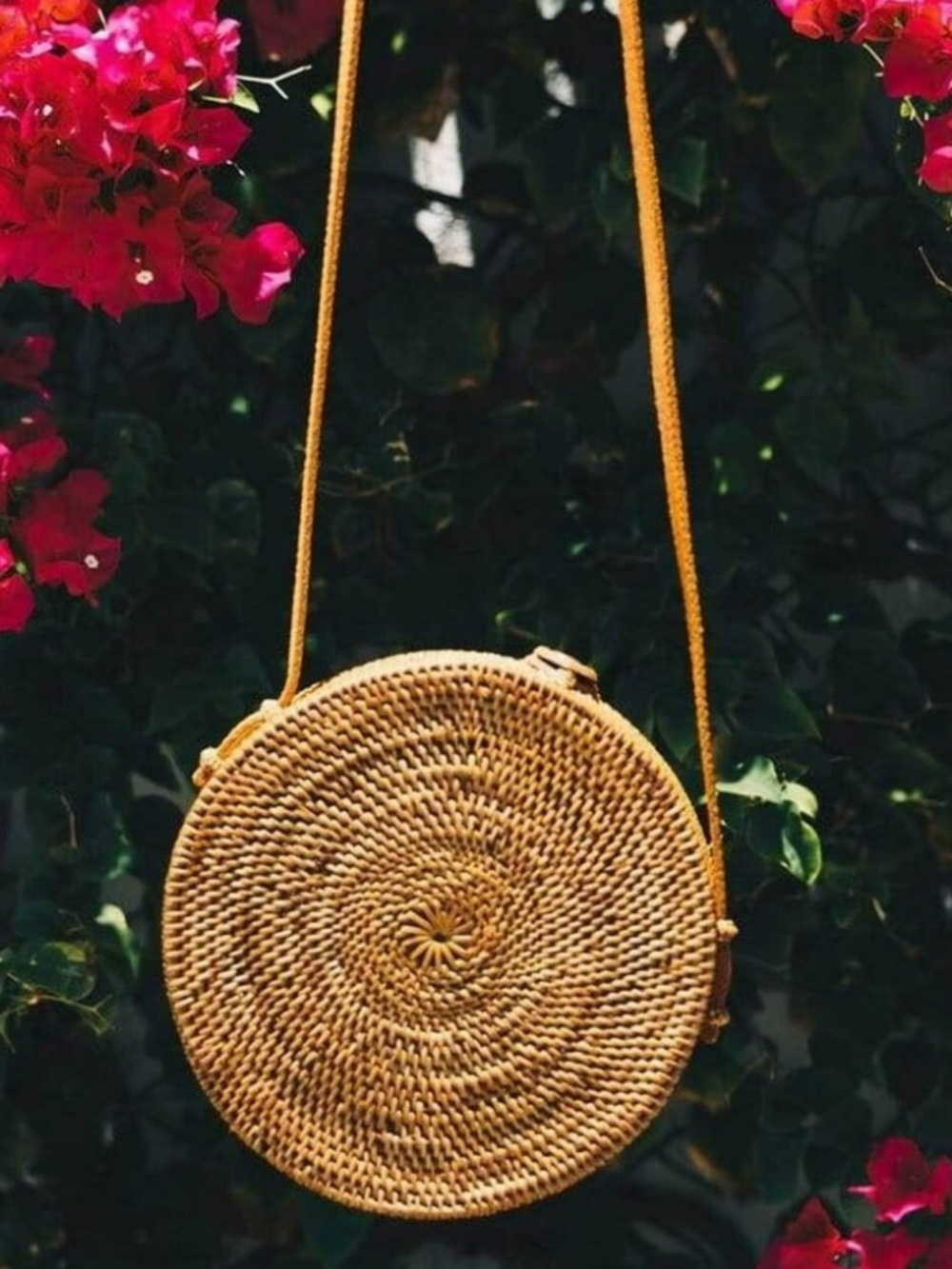 New! Ganapati Crafts Bali Round Rattan Crossbody Bag